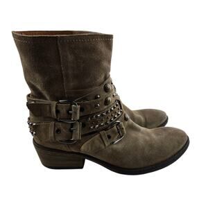 Russell & Bromley Ankle Boots Womens 6 (37) Rockafella Tan Suede Studded Rock